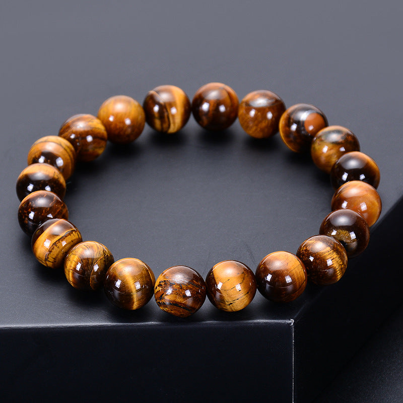 Pulsera de ojo de tigre natural al por mayor Circle de cuentas hechas a mano brazalete de tigre amarillo